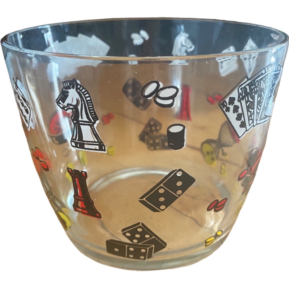 Vintage Hazel Atlas glass casino ice bucket